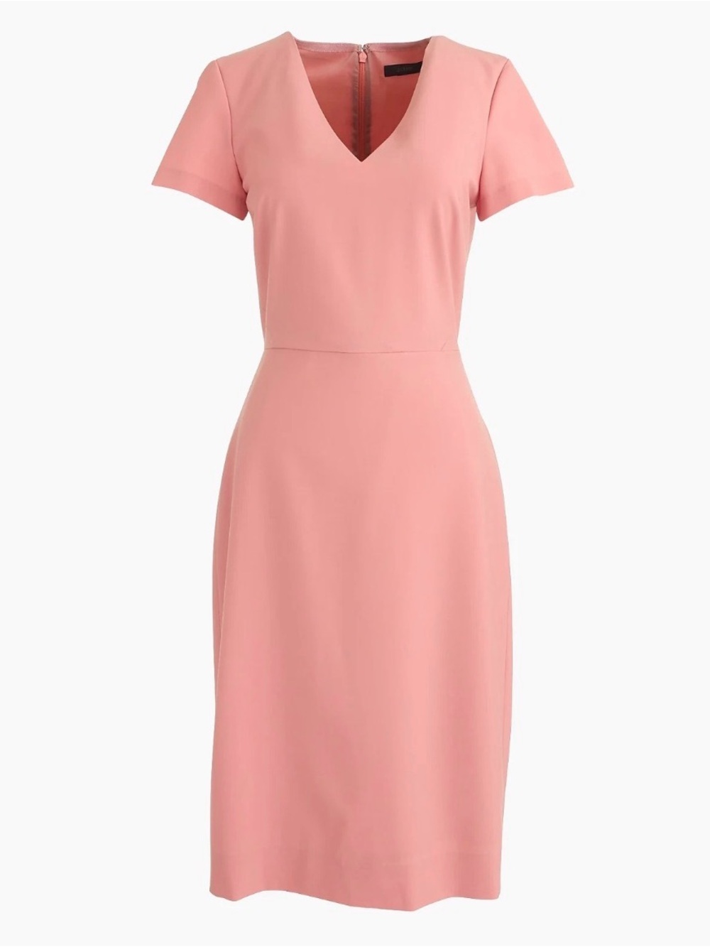 J. Crew Clay/Coral-Pink V-Neck Italian Wool Sheath Dress